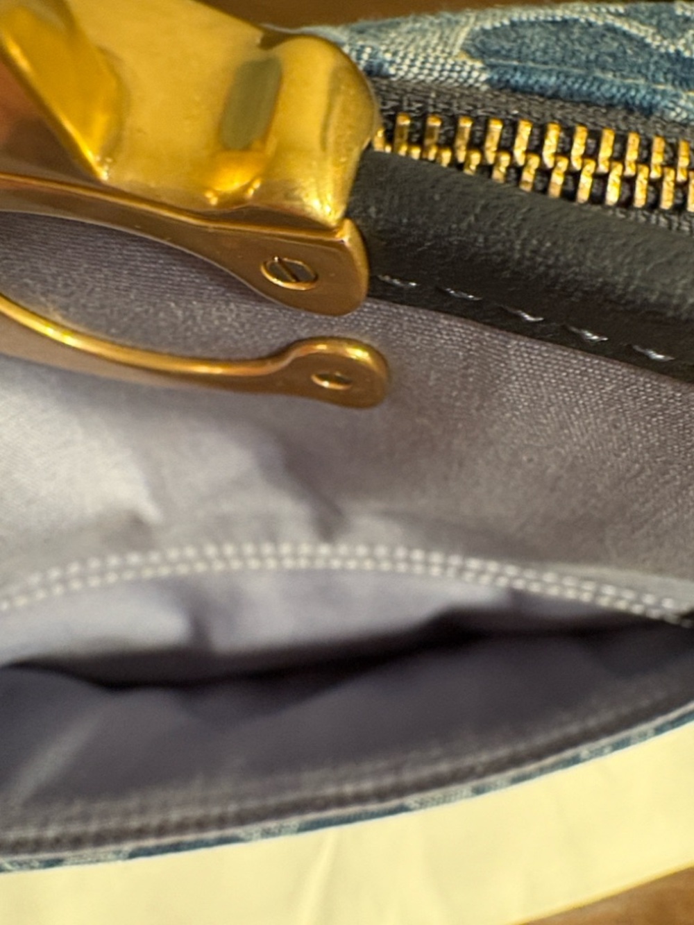 Coach Blue Denim Signature C  Crossbody Bag with Tan Accents - Picture 11 of 15
